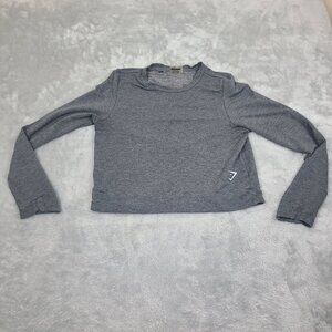Gymshark Solace sz Sm Womens Gray Cropped Long Sleeve Athletic Pullover‎ Sweater